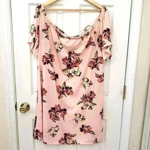 NWT WEST LOOP PINK FLORAL OFF SHOULDER DRESS SIZE XXL